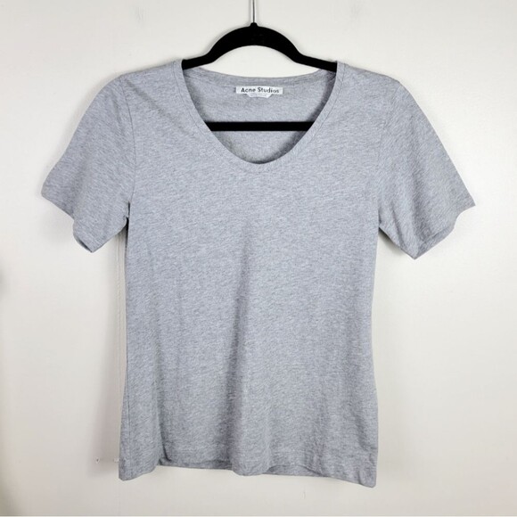 Acne Studios Tops - Acne Studios Dorla Solid Grey Cotton Short Sleeve Top Shirt